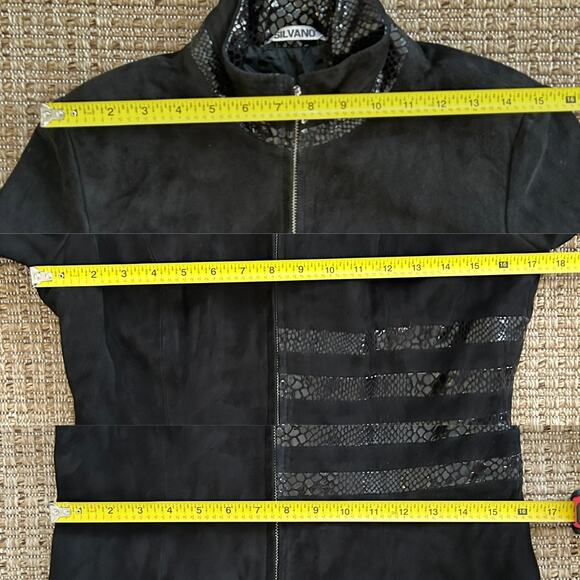 Vintage Silvano Suede & Python-Embossed Leather Coat – 90s/00s Tailored Zip, M - Picture 8 of 8